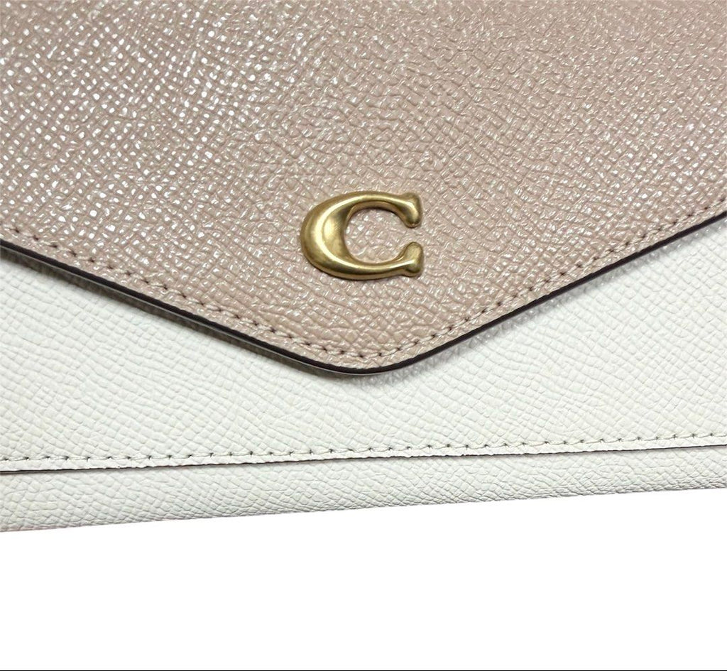 COACH 奶茶白 扣式 長夾 保證正品
