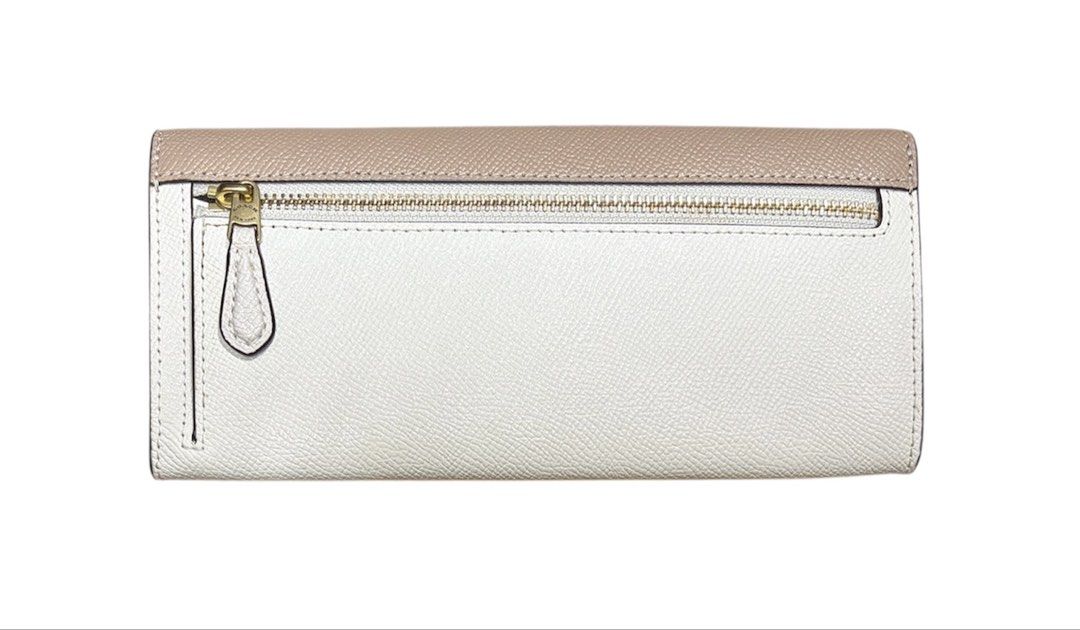COACH 奶茶白 扣式 長夾 保證正品