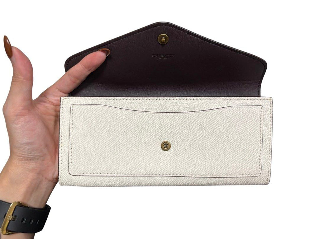 COACH 奶茶白 扣式 長夾 保證正品