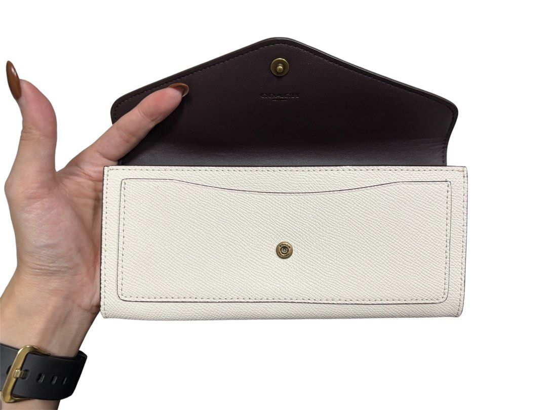 COACH 奶茶白 扣式 長夾 保證正品