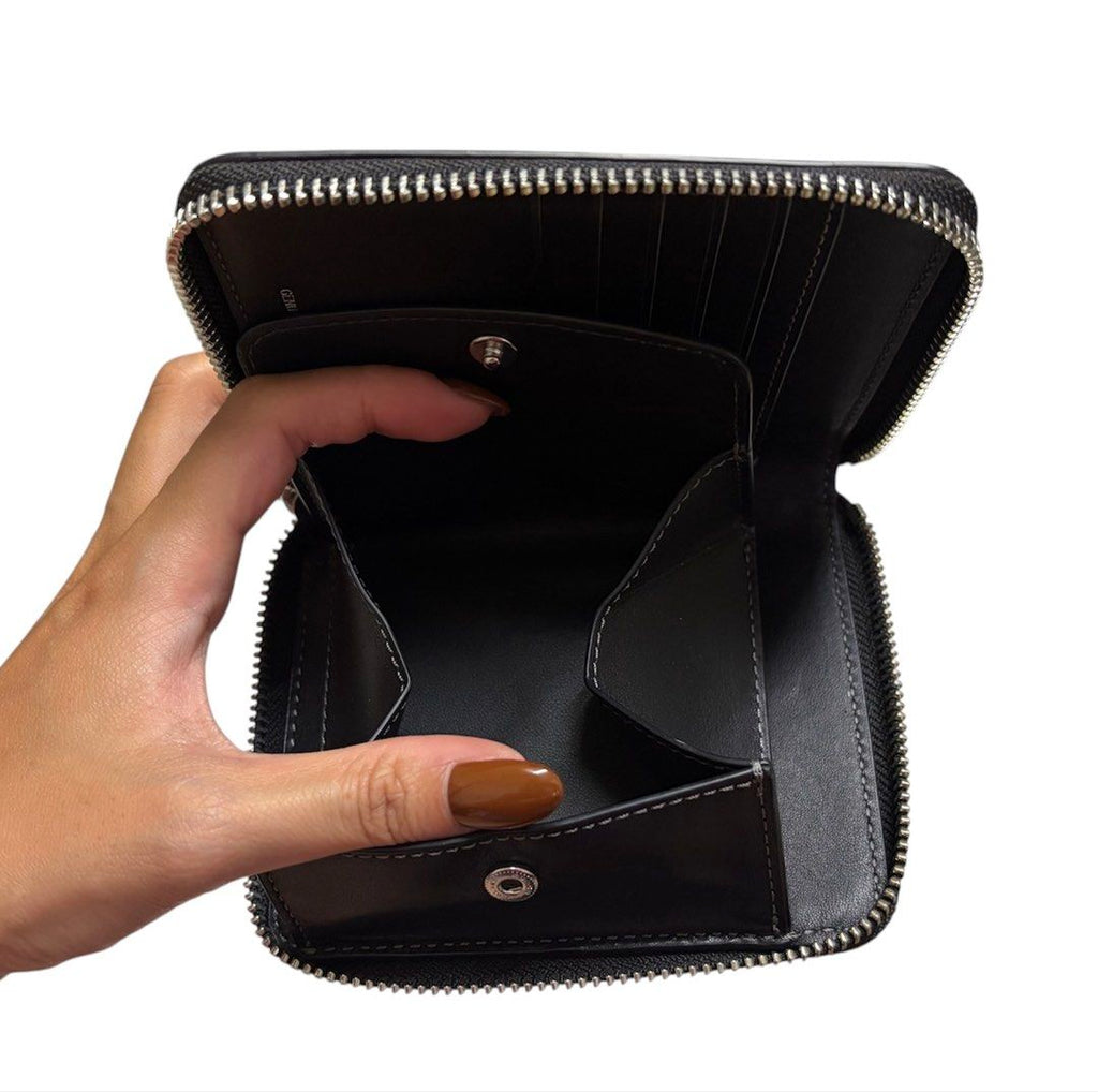 COACH 黑色 牛皮 拉鍊 中夾 保證正品