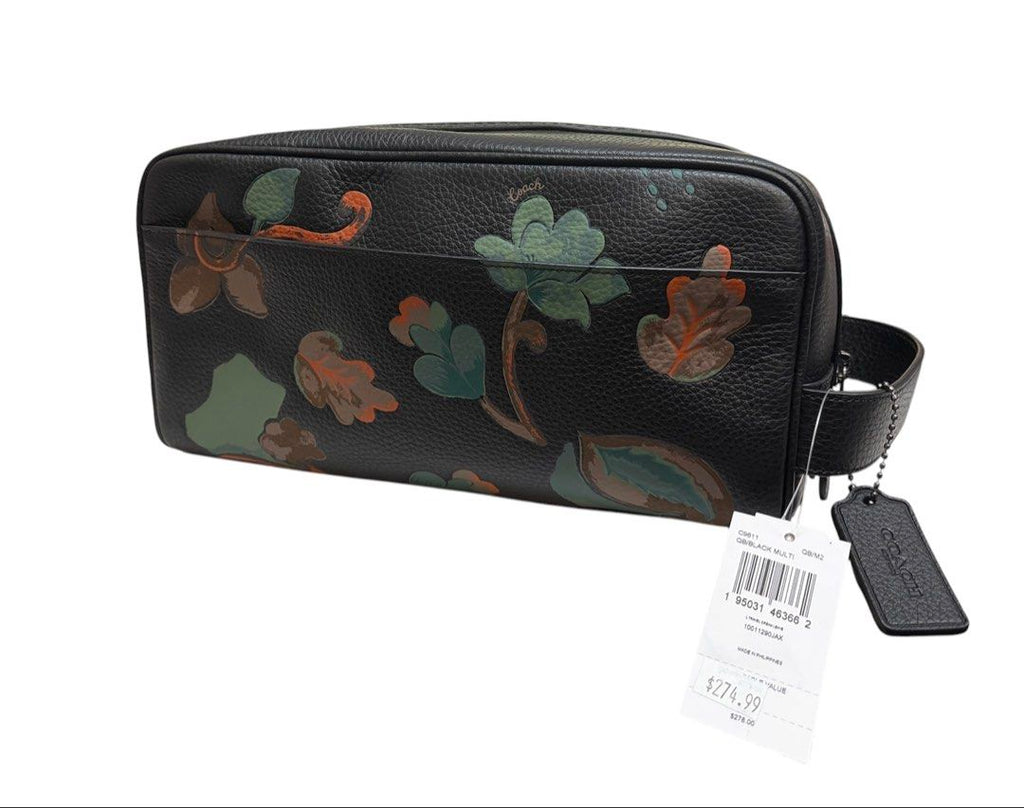 近新品有吊牌❗️ ❗️ ❗️ COACH 黑色 花卉 男用 手拿包 保證正品