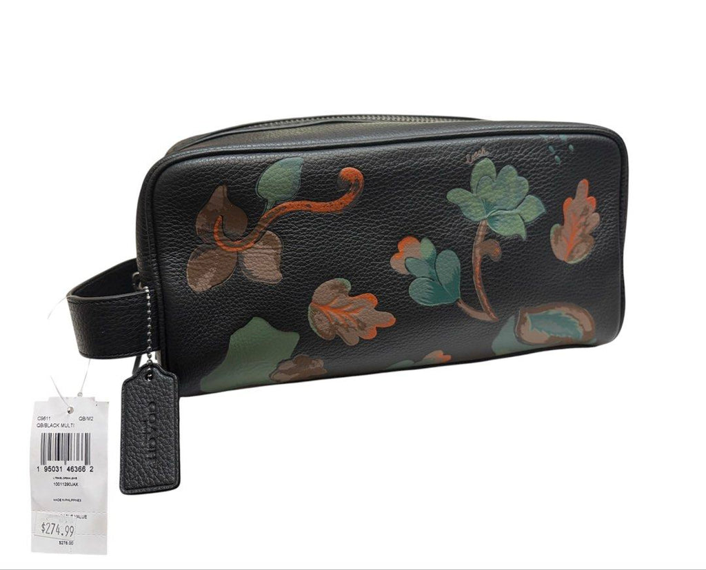 近新品有吊牌❗️ ❗️ ❗️ COACH 黑色 花卉 男用 手拿包 保證正品