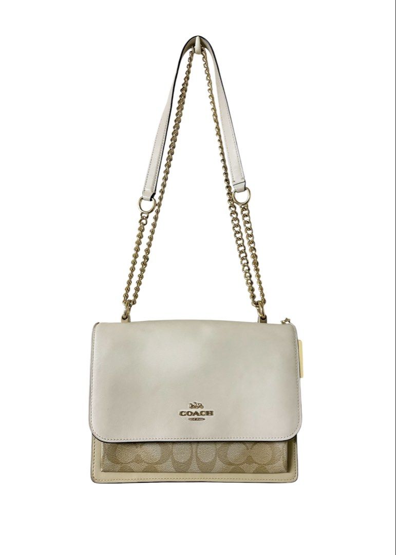 COACH 白色 拼接 經典老花 蛇紋 風琴包 保證正品