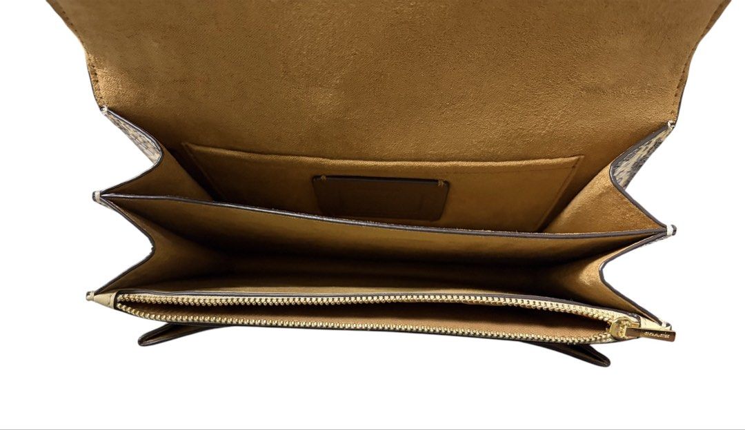 COACH 白色 拼接 經典老花 蛇紋 風琴包 保證正品
