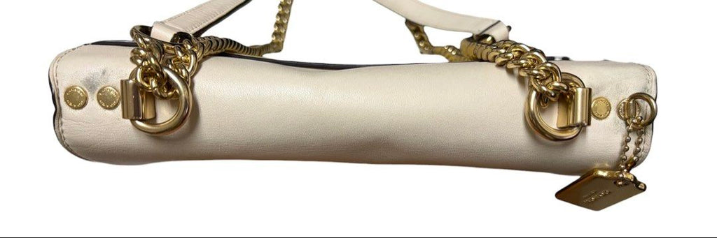 COACH 白色 拼接 經典老花 蛇紋 風琴包 保證正品