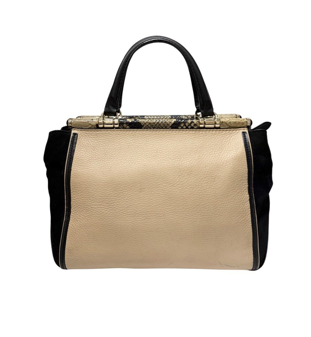 COACH 蟒蛇紋 拼接 真皮 手提 斜背包 保證正品
