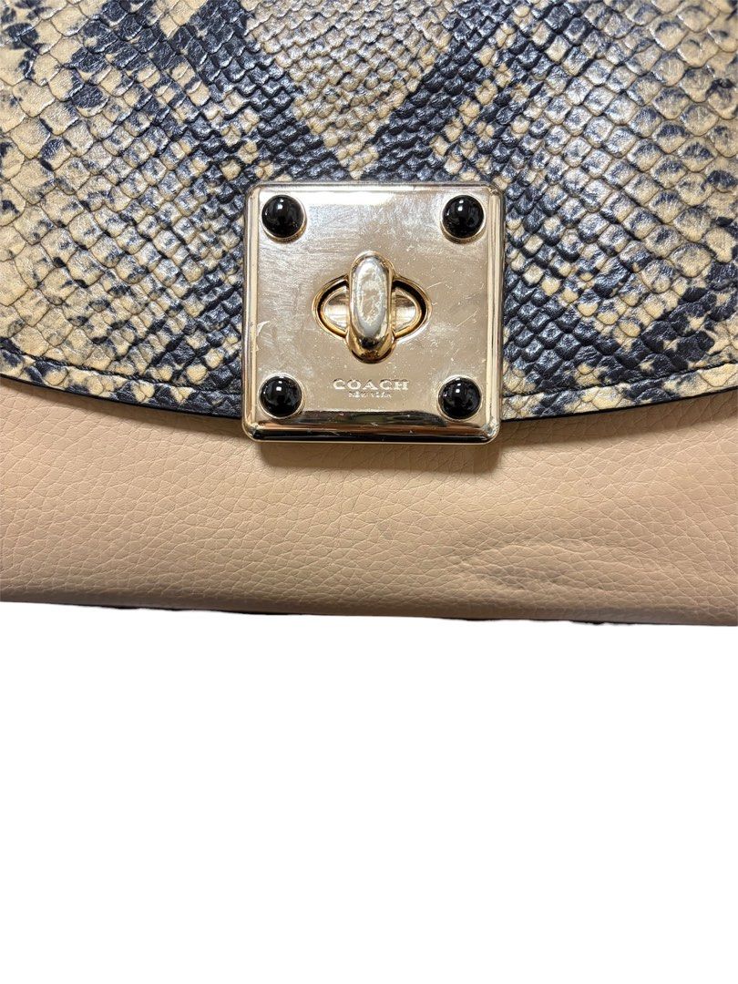 COACH 蟒蛇紋 拼接 真皮 手提 斜背包 保證正品