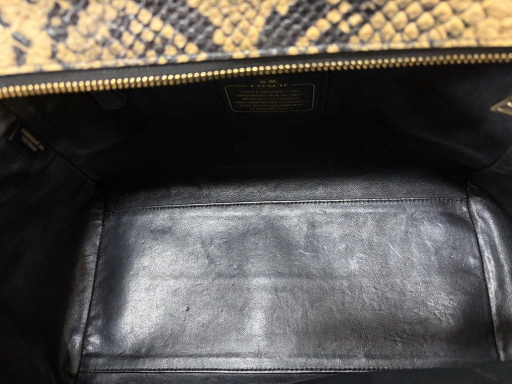 COACH 蟒蛇紋 拼接 真皮 手提 斜背包 保證正品