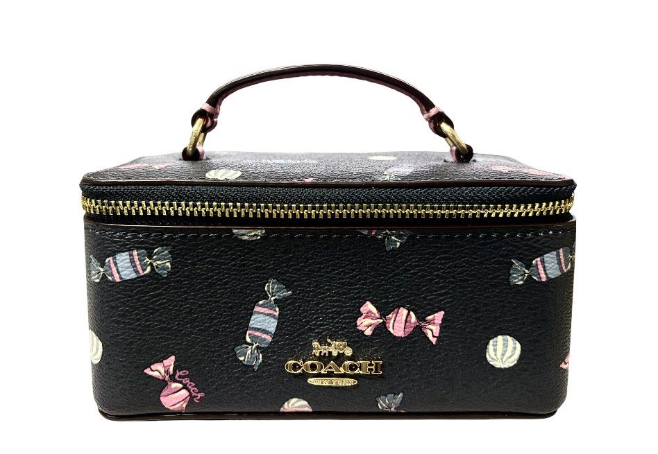 全新品❗️❗️❗️COACH 黑色 糖果 印花 化妝盒 手提包 保證正品
