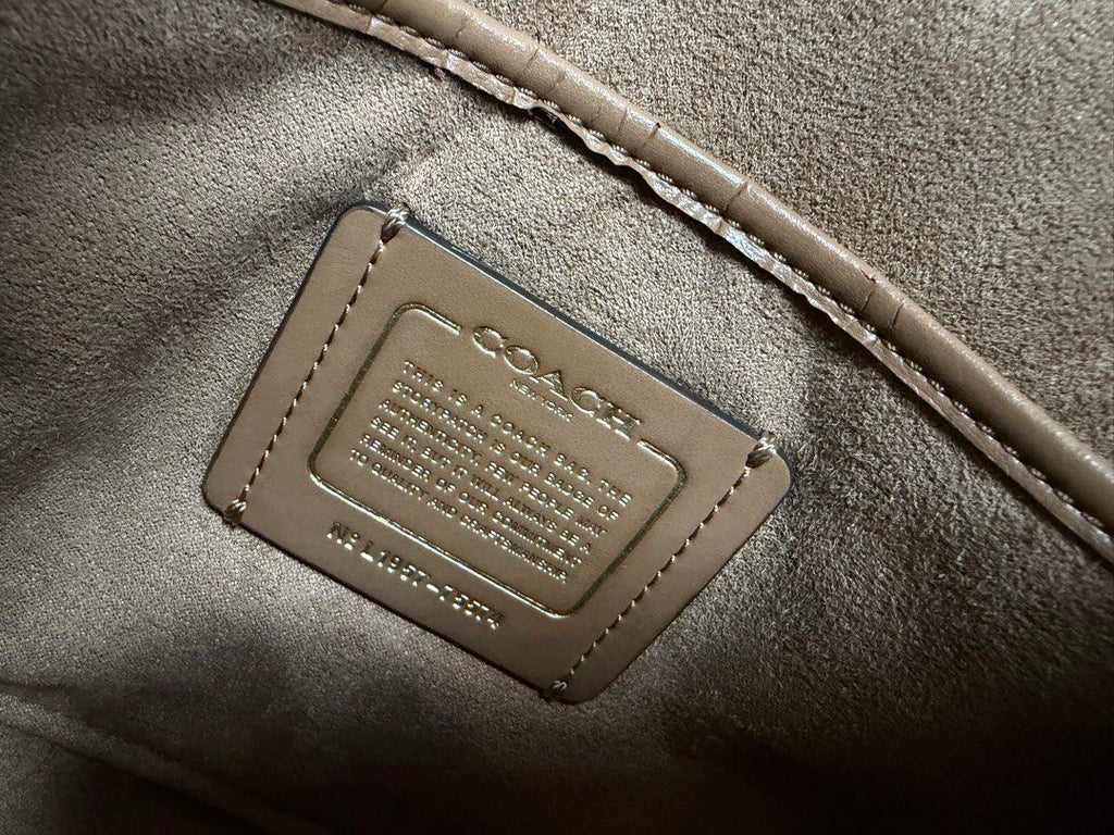 COACH 粉杏綠 拼接 掀蓋 旋鈕 肩背 斜背包 保證正品
