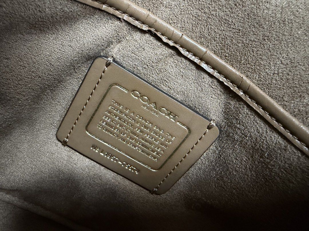 COACH 粉杏綠 拼接 掀蓋 旋鈕 肩背 斜背包 保證正品