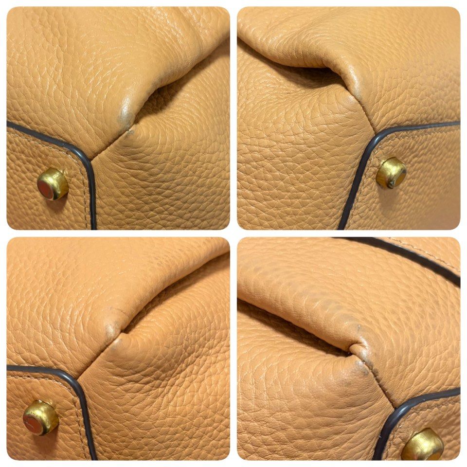 COACH MAY C 駝色 環扣 粒面 牛皮 手提 肩背 斜背包 保證正品