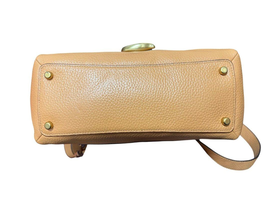 COACH MAY C 駝色 環扣 粒面 牛皮 手提 肩背 斜背包 保證正品