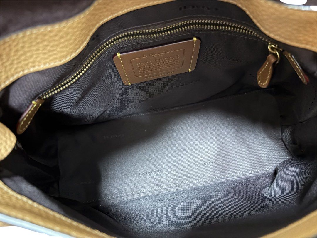COACH MAY C 駝色 環扣 粒面 牛皮 手提 肩背 斜背包 保證正品