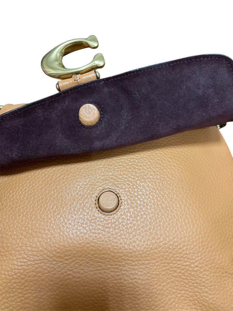 COACH MAY C 駝色 環扣 粒面 牛皮 手提 肩背 斜背包 保證正品