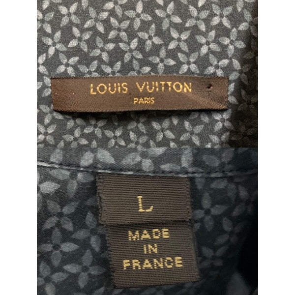 LV LOUIS VUITTON 淡藍logo印花襯衫 L號 保證正品