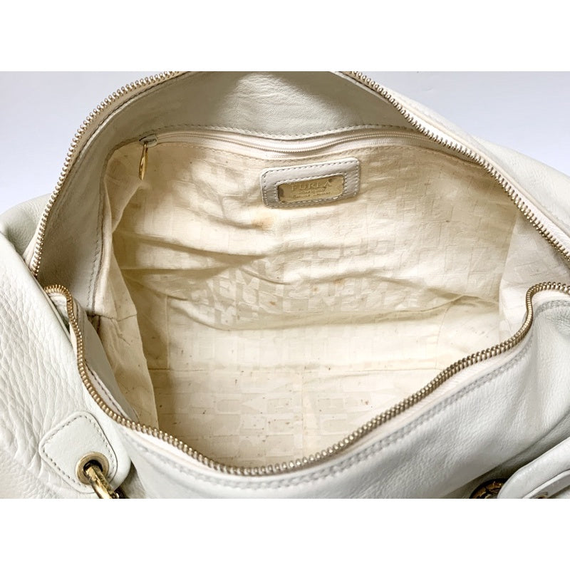 FURLA 全白金鍊 真皮包 保證正品