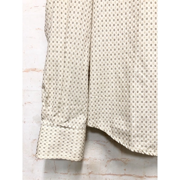 CERRUTI 米色 小方格圖案 長袖 襯衫 XL號