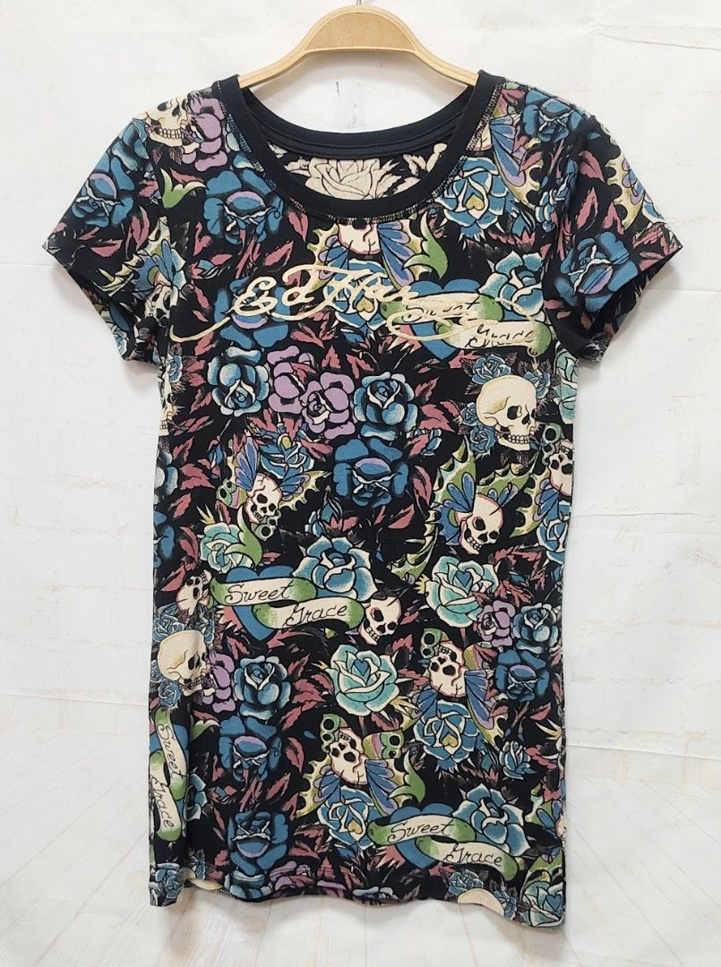 ED HARDY 短袖 薄款 夏季 花紋 骷髏 保證正品