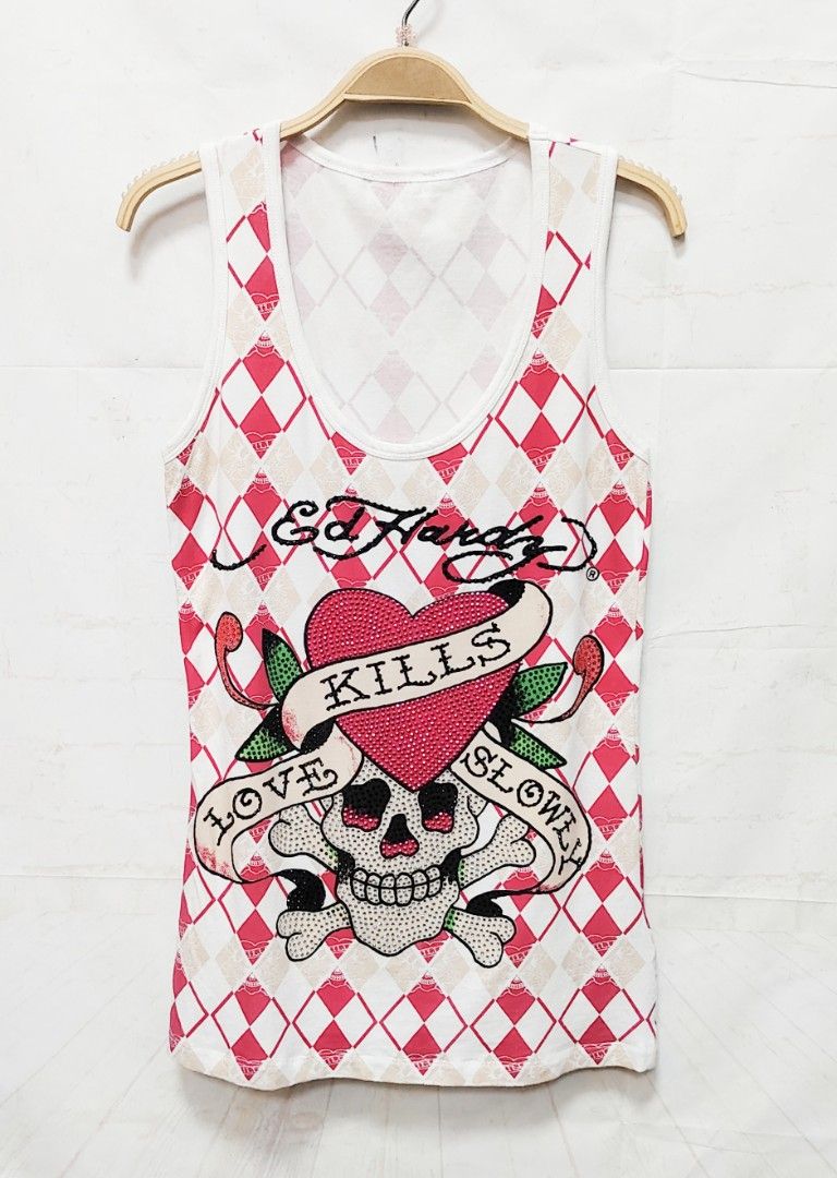 ED HARDY 短袖 薄款 夏季 無袖 背心 上衣 滿鑽 保證正品