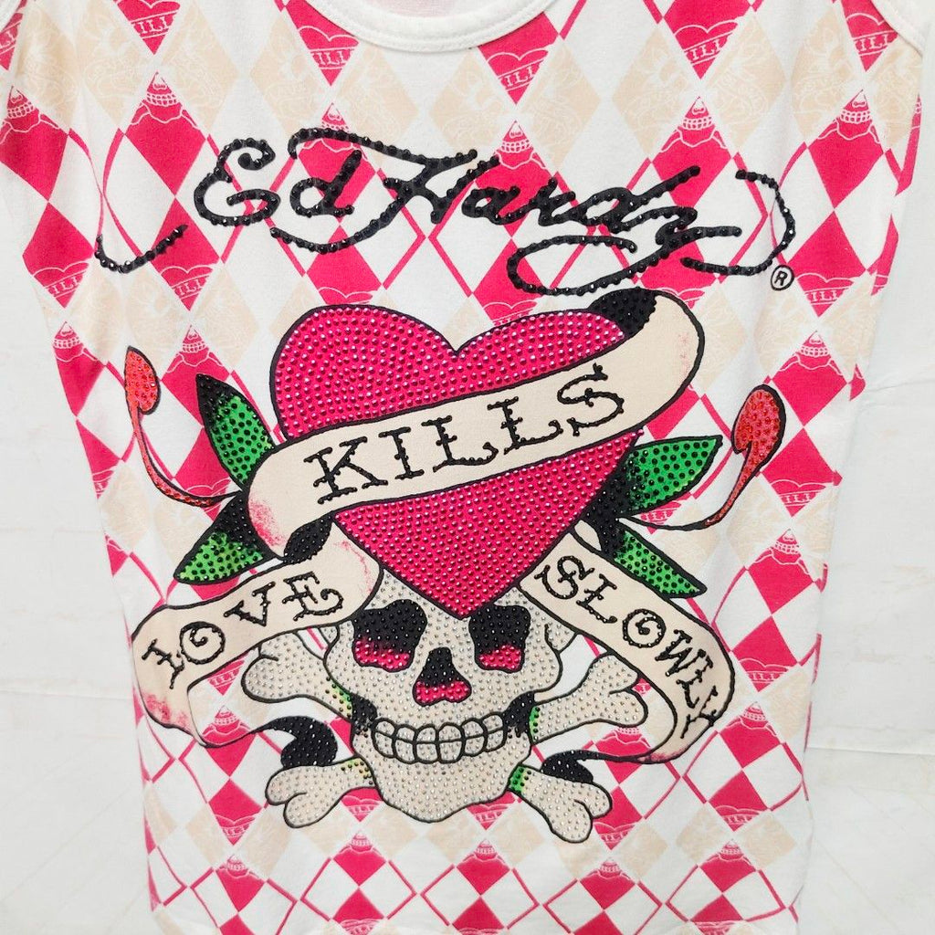 ED HARDY 短袖 薄款 夏季 無袖 背心 上衣 滿鑽 保證正品