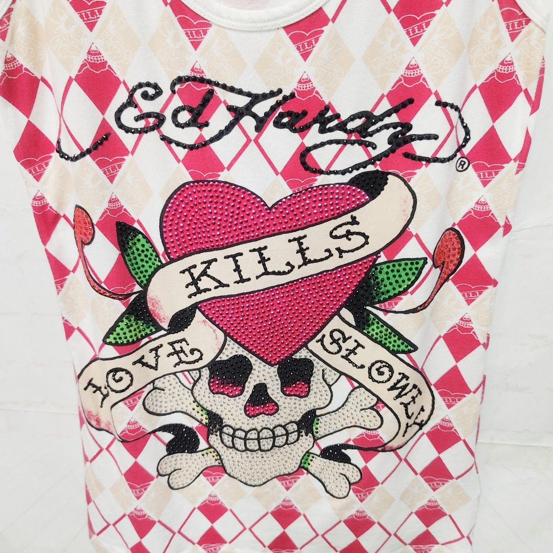 ED HARDY 短袖 薄款 夏季 無袖 背心 上衣 滿鑽 保證正品