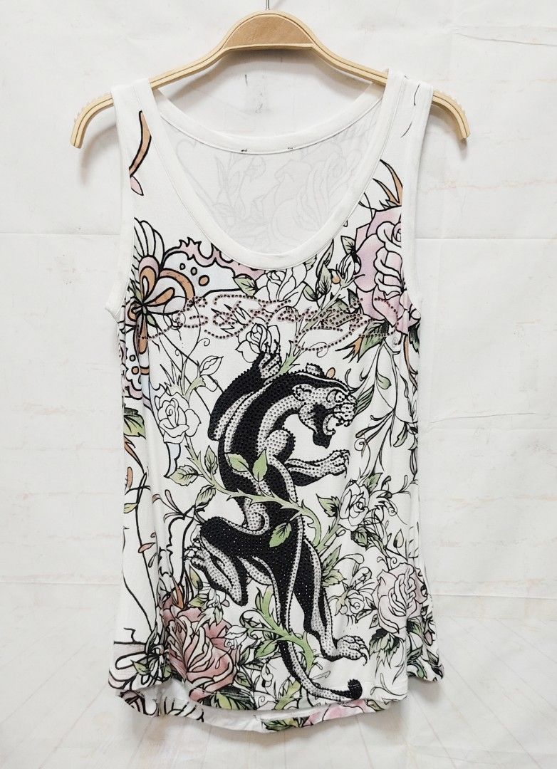 ED HARDY 短袖 薄款 夏季 無袖 背心 上衣 滿鑽 玫瑰 保證正品