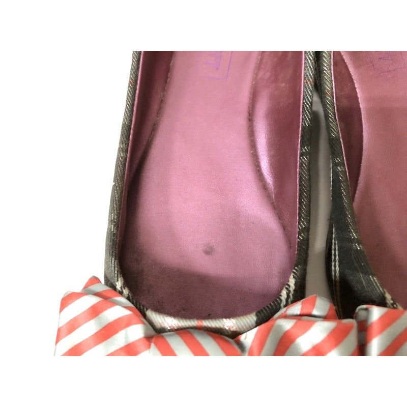 COACH 蔻馳 平底 娃娃鞋 大蝴蝶結 拼接格紋 23號 保證正品