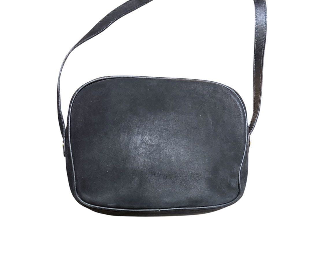 FERRAGAMO 黑色 復古 麂皮 斜背包 保證正品