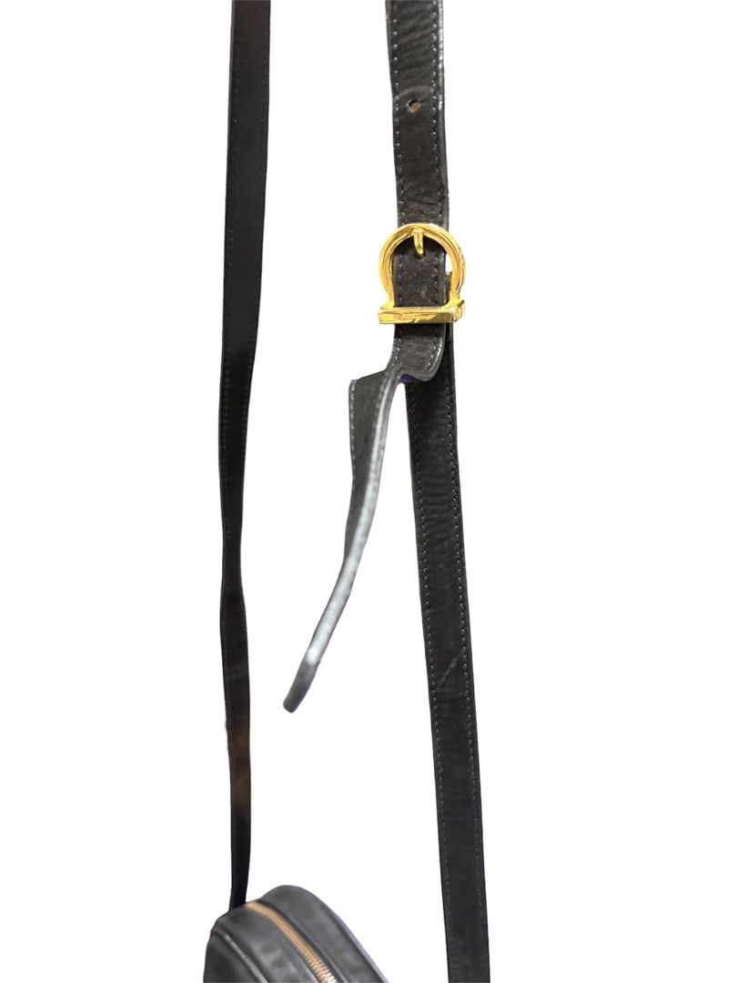 FERRAGAMO 黑色 復古 麂皮 斜背包 保證正品