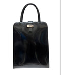 FURLA 黑色 復古 亮面 皮革 手提包