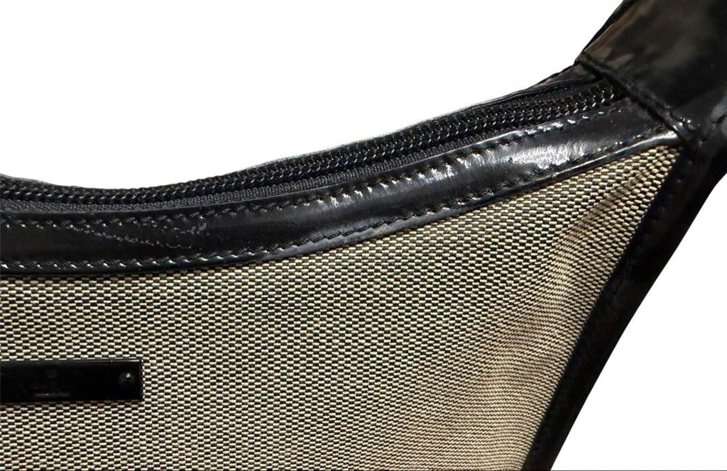 GUCCI 帆布 拼接 漆皮 腋下包 保證正品