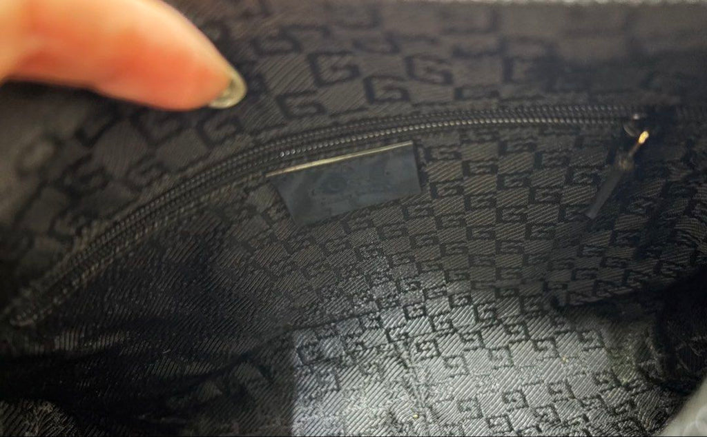 GUCCI 帆布 拼接 漆皮 腋下包 保證正品