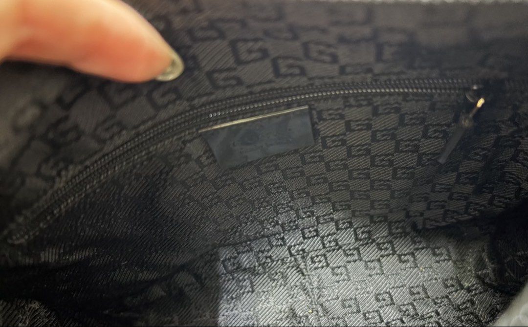 GUCCI 帆布 拼接 漆皮 腋下包 保證正品