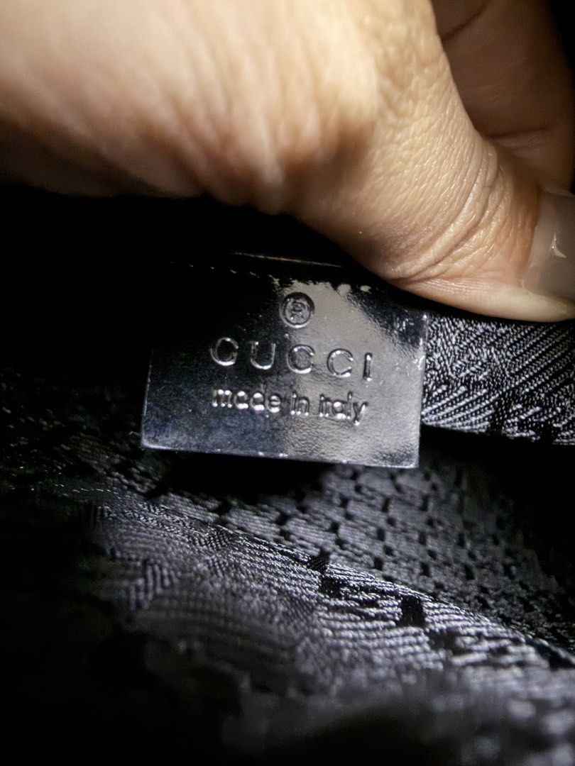 GUCCI 帆布 拼接 漆皮 腋下包 保證正品