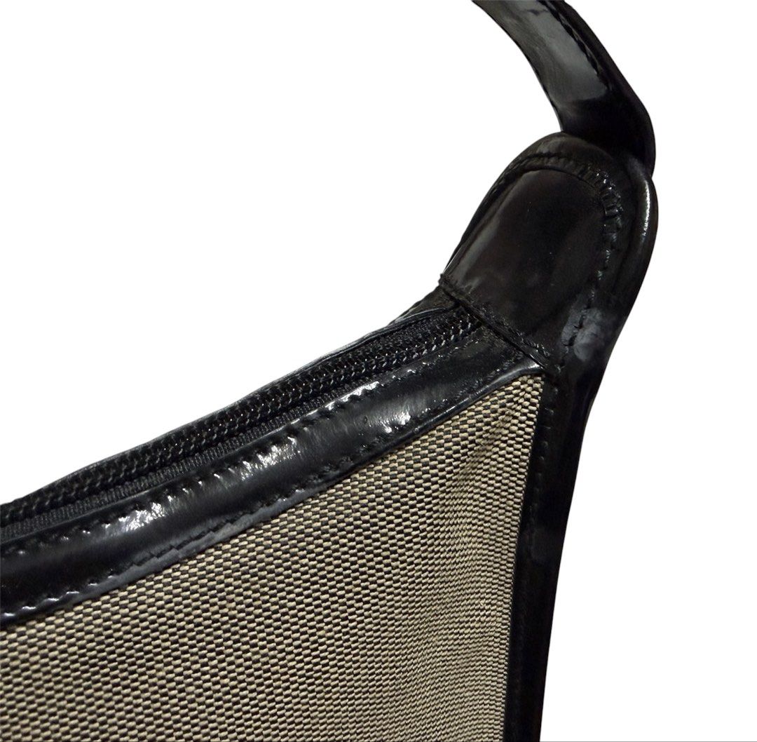 GUCCI 帆布 拼接 漆皮 腋下包 保證正品