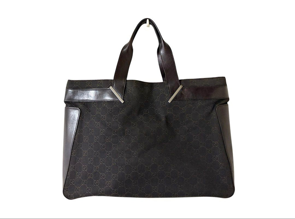 ⚠️請詳閱商品描述❗️GUCCI 深咖啡色 經典老花 緹花布 磁吸扣 手提包 保證正品