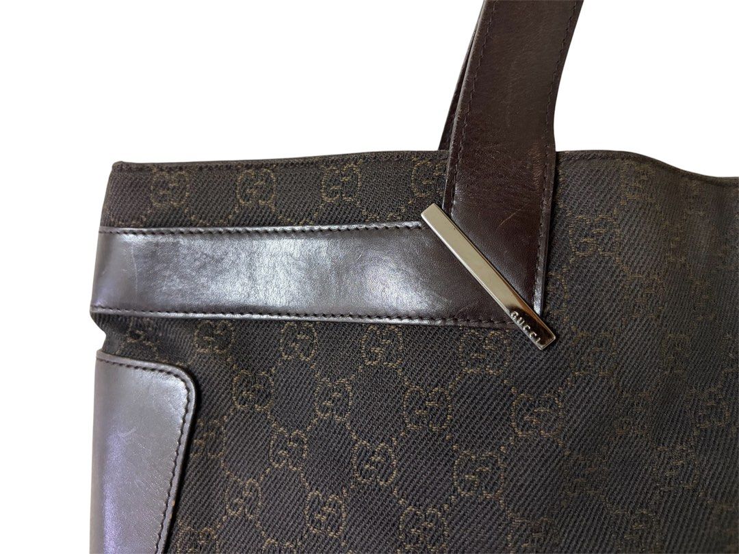 ⚠️請詳閱商品描述❗️GUCCI 深咖啡色 經典老花 緹花布 磁吸扣 手提包 保證正品