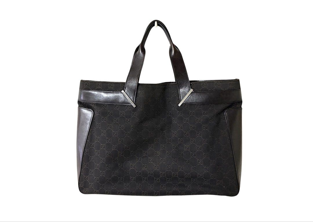⚠️請詳閱商品描述❗️GUCCI 深咖啡色 經典老花 緹花布 磁吸扣 手提包 保證正品
