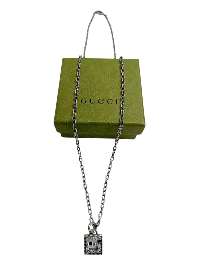 GUCCI 雕花 立體 純銀 項鍊 長項鍊 保證正品