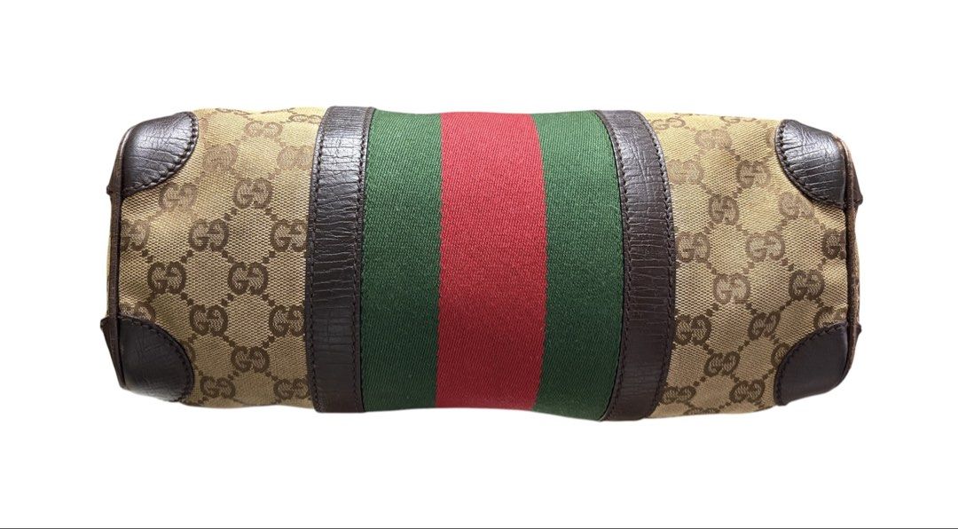 ⚠️請詳閱商品描述❗️GUCCI 經典老花 紅綠織條 緹花布 拼接 真皮 手提 肩背包 保證正品