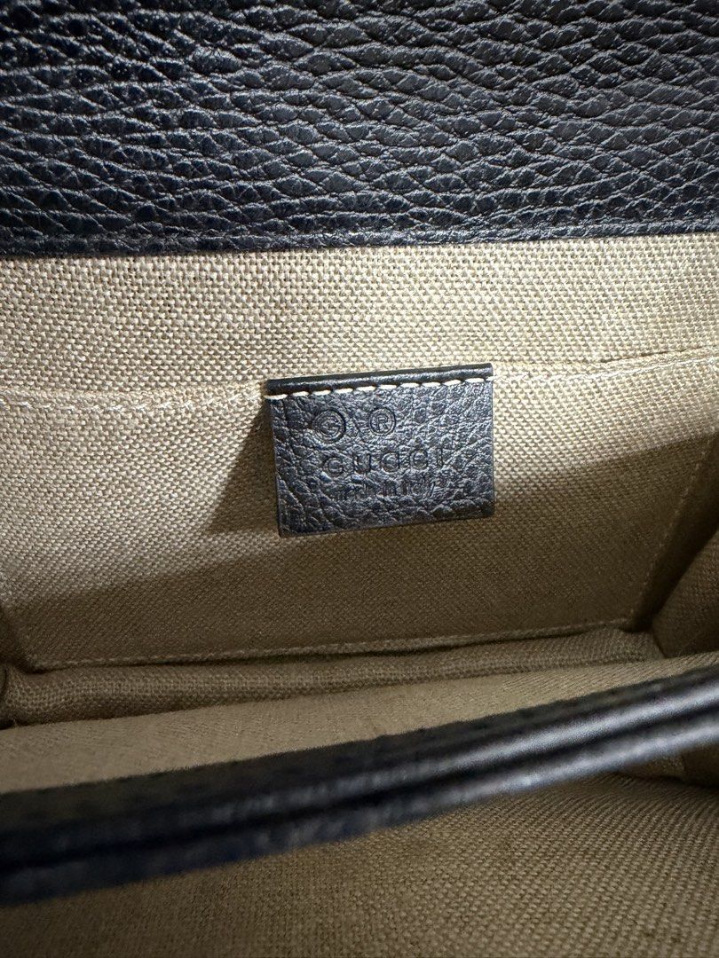 GUCCI 黑色 經典雙G金屬LOGO 牛皮 金鏈 夾層 翻釦 斜背包 保證正品