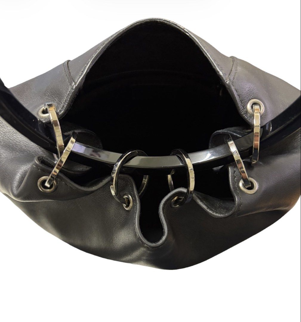GUCCI VINTAGE 黑色 圓環 手把 復古 手提包 保證正品