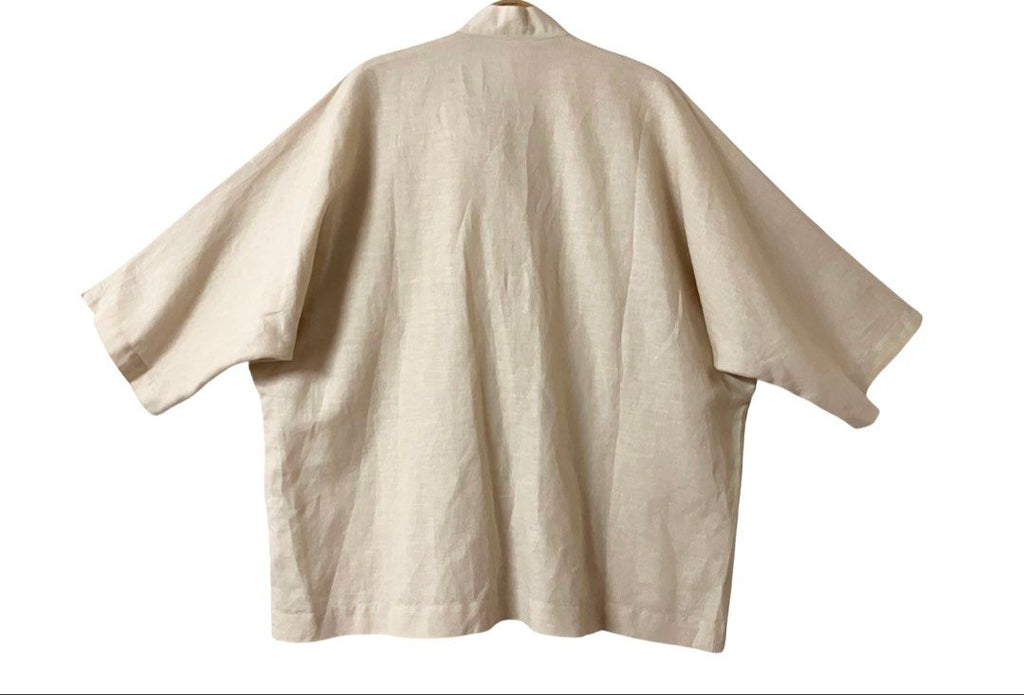 HOMME PLISSE ISSEY MIYAKE 三宅一生 杏色 棉麻 五分袖 襯衫