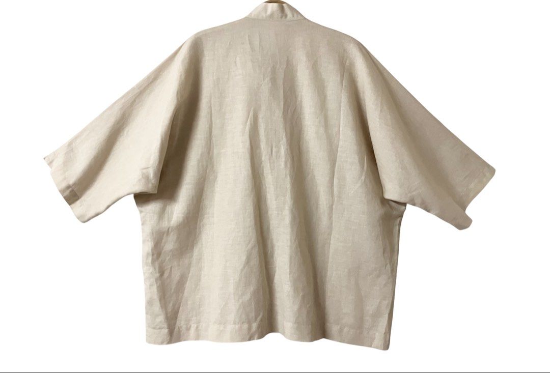 HOMME PLISSE ISSEY MIYAKE 三宅一生 杏色 棉麻 五分袖 襯衫
