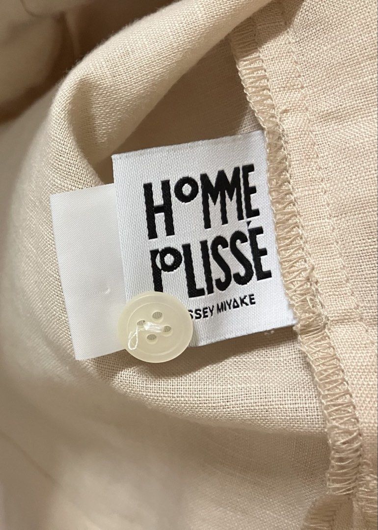 HOMME PLISSE ISSEY MIYAKE 三宅一生 杏色 棉麻 五分袖 襯衫