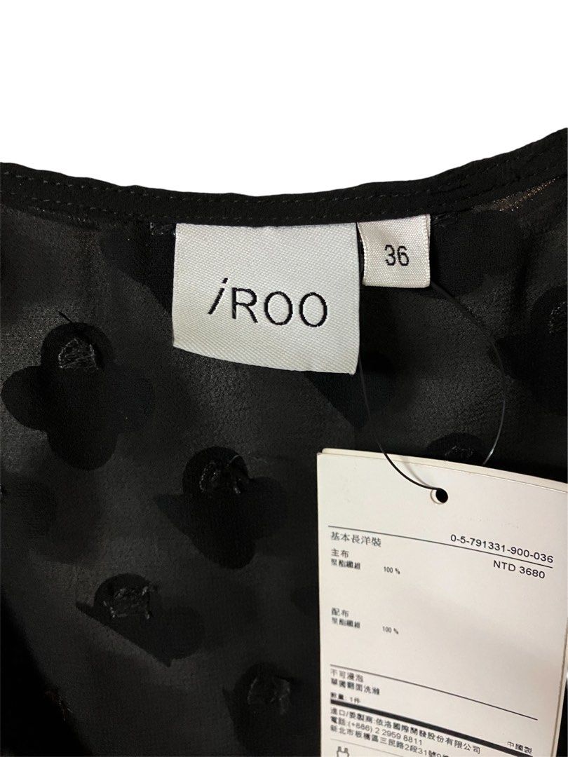 全新品❗️❗️❗️IROO 黑色 立體 花朵 細肩帶 長洋裝