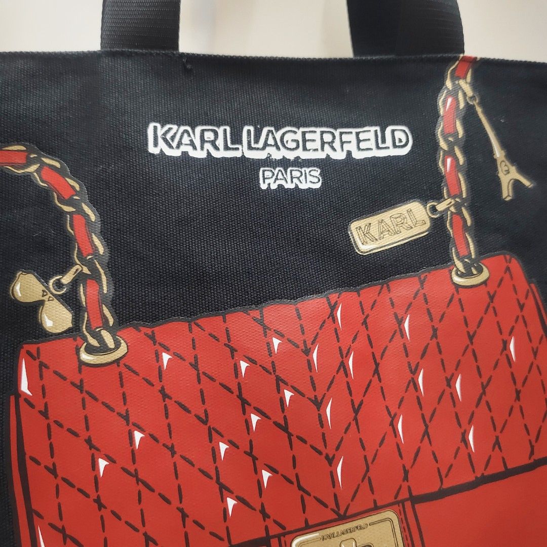 KARL LAGERFELD 老佛爺 卡爾拉格斐 黑色 手提 帆布 大包 肩背包 保證正品