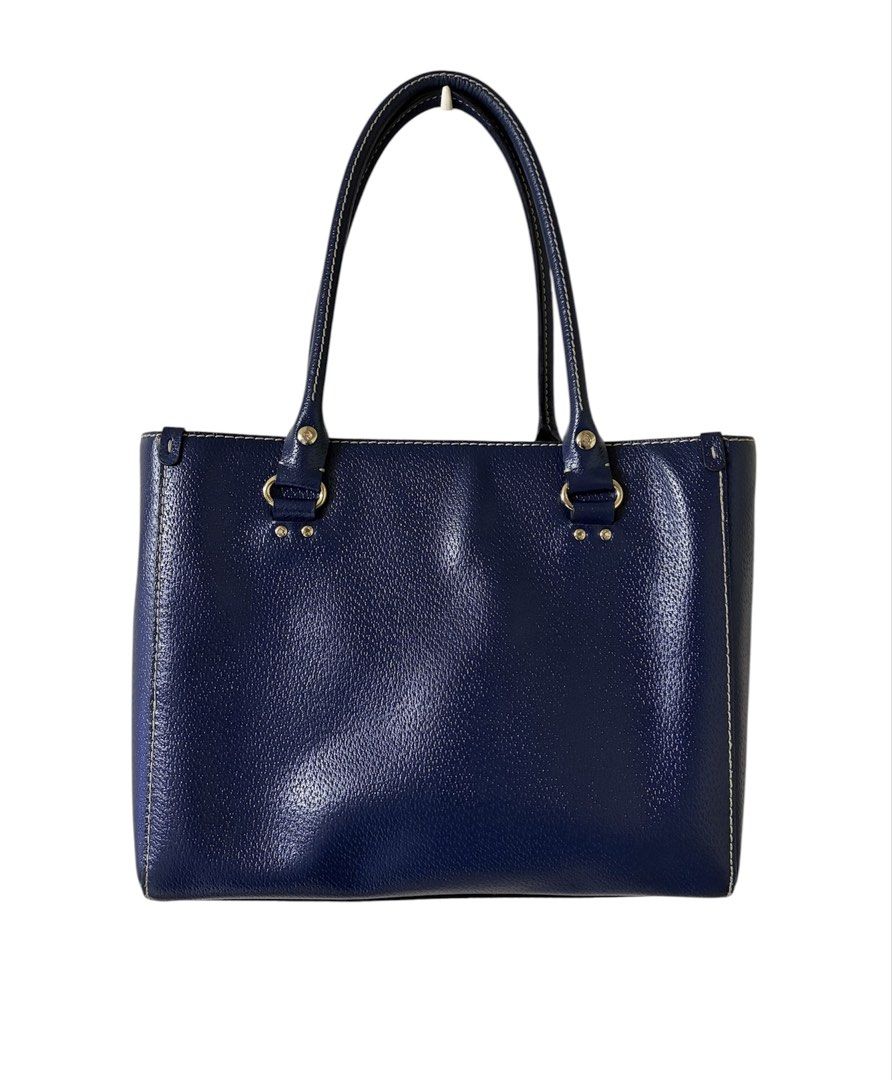 KATE SPADE 深藍色 牛皮 亮面 方包 手提 肩背包 保證正品